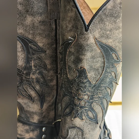 Roper Americana Eagle Leather Harness Cowgirl Western Boots 11 New Old Gringo - Picture 4 of 8